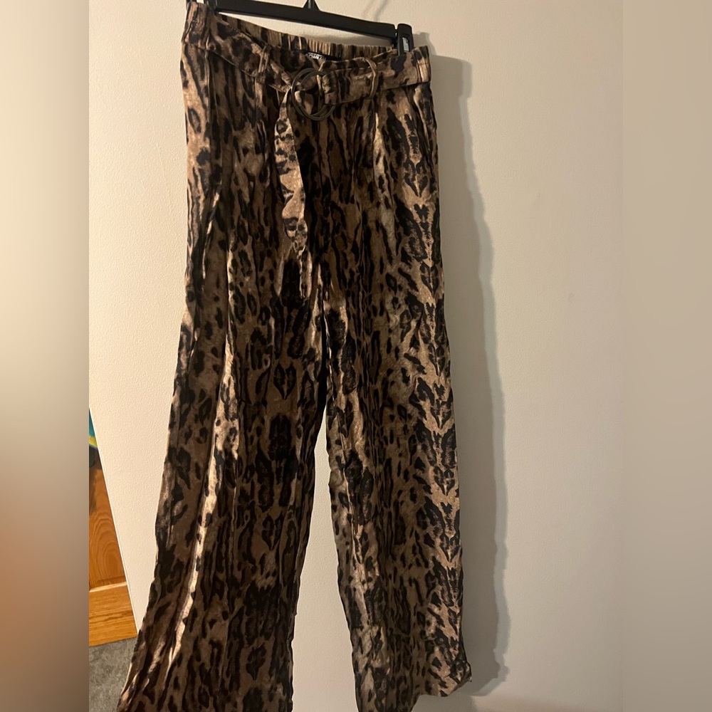 Cheetah print paper bag pants